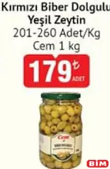 CEM KIRMIZI BİBER DOLGULU YEŞİL ZEYTİN 1 KG fiyat ve kampanya bilgisi